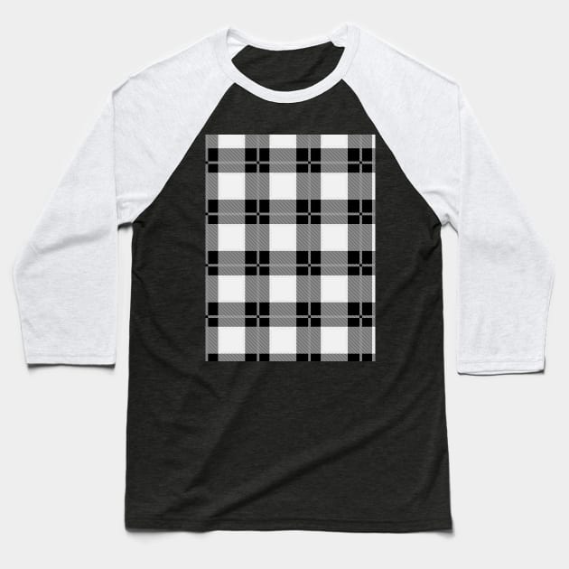 Light Gray and Black Flannel-Plaid Pattern Baseball T-Shirt by Design_Lawrence